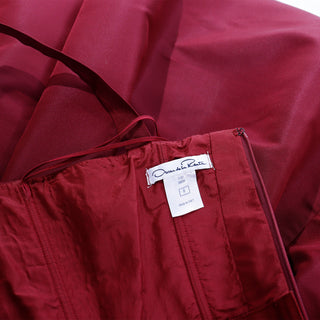 2000s Oscar de la Renta Burgundy Red Silk Evening Dress Made in Italy