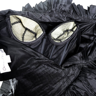 Oscar de la Renta 1980s Vintage Dress Strapless Black Pleated Statement - Dressing Vintage