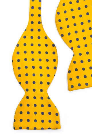 80's silk vintage polka dot yellow bow tie