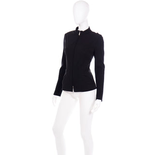 Paco Rabanne vintage Black Zip Front Jacket w Ribbed Sleeves