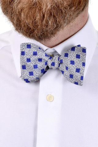 Vintage blue checked bow tie