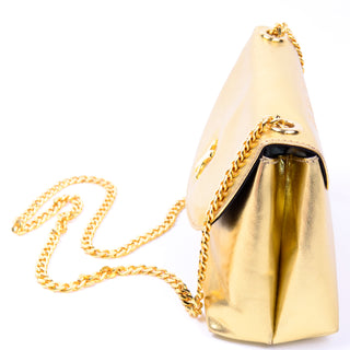 Gold Paloma Picasso Vintage X Handbag w Chain Shoulder Strap & Dust Bag signed on back