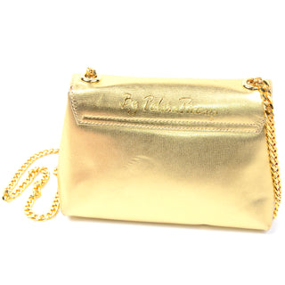 Front flap Gold Paloma Picasso Vintage X Handbag w Chain Shoulder Strap & Dust Bag