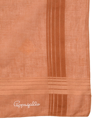 1970s Pappagallo Copper Brown Square Cotton Scarf