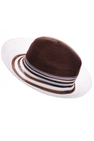 1980s Patricia Underwood Brown & White Striped Summer Hat