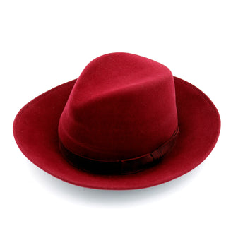 1990s Patricia Underwood Vintage Fedora Burgundy Red Wool Hat