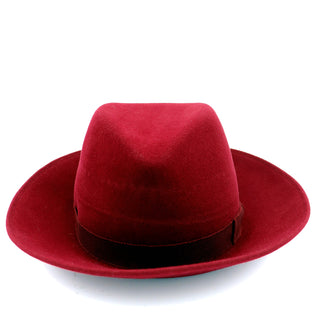1990s Patricia Underwood Vintage Burgundy Red Fedora Wool Hat