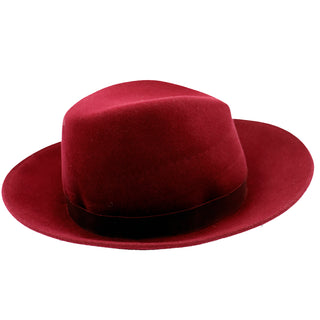 1990s Patricia Underwood Vintage Burgundy Red Wool Fedora Hat
