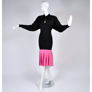Rare 1980s Patrick Kelly Vintage Color Block Pink and Black Dress