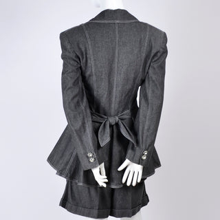 1980s Patrick Kelly Shorts Jacket Suit Gray Denim