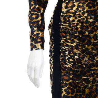 Patrick Kelly Paris F/W 1989 Leopard Print Keyhole Bodycon Vintage Dress 10