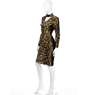 Patrick Kelly F/W 1989 Leopard Print Keyhole Bodycon Vintage Dress Size 10