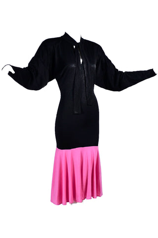 1980s Patrick Kelly Vintage Color Block Pink and Black Dress