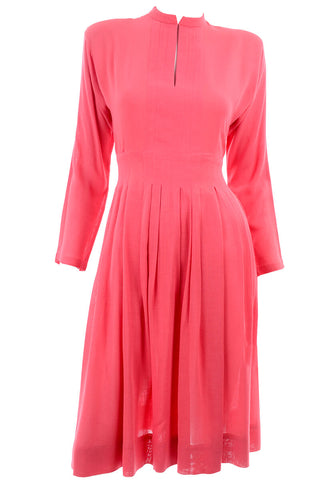Pauline Trigere Salmon Peach Pink Vintage Dress