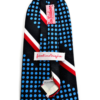 Pauline Trigere polka dot striped vintage pre-tied necktie 1970s