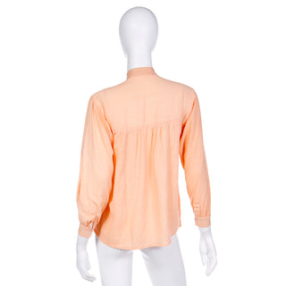 Vintage Yves Saint Laurent peach gauze cotton peasant blouse