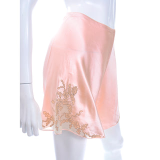 1930's Pink Silk Tap Pants with Lace and Embroidery size Small