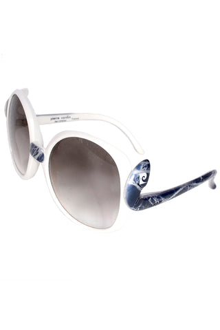 Pierre Cardin Round Oversized Vintage Sunglasses Blue & White