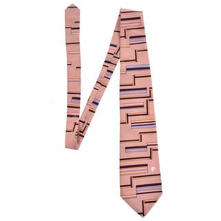 Pierre Carding peach vintage tie with zig zag boxes