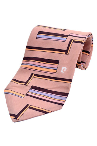 Pierre Cardin vintage geometric peach pink tie