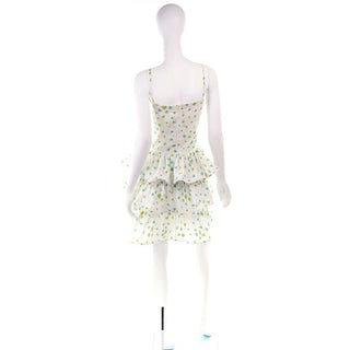 Pierre Cardin Numbered Boutique Dress w/ Ruffles in Green & Blue Floral / Small