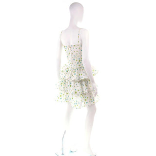 Pierre Cardin Numbered Boutique Dress w/ Ruffles in Green & Blue Floral / Small