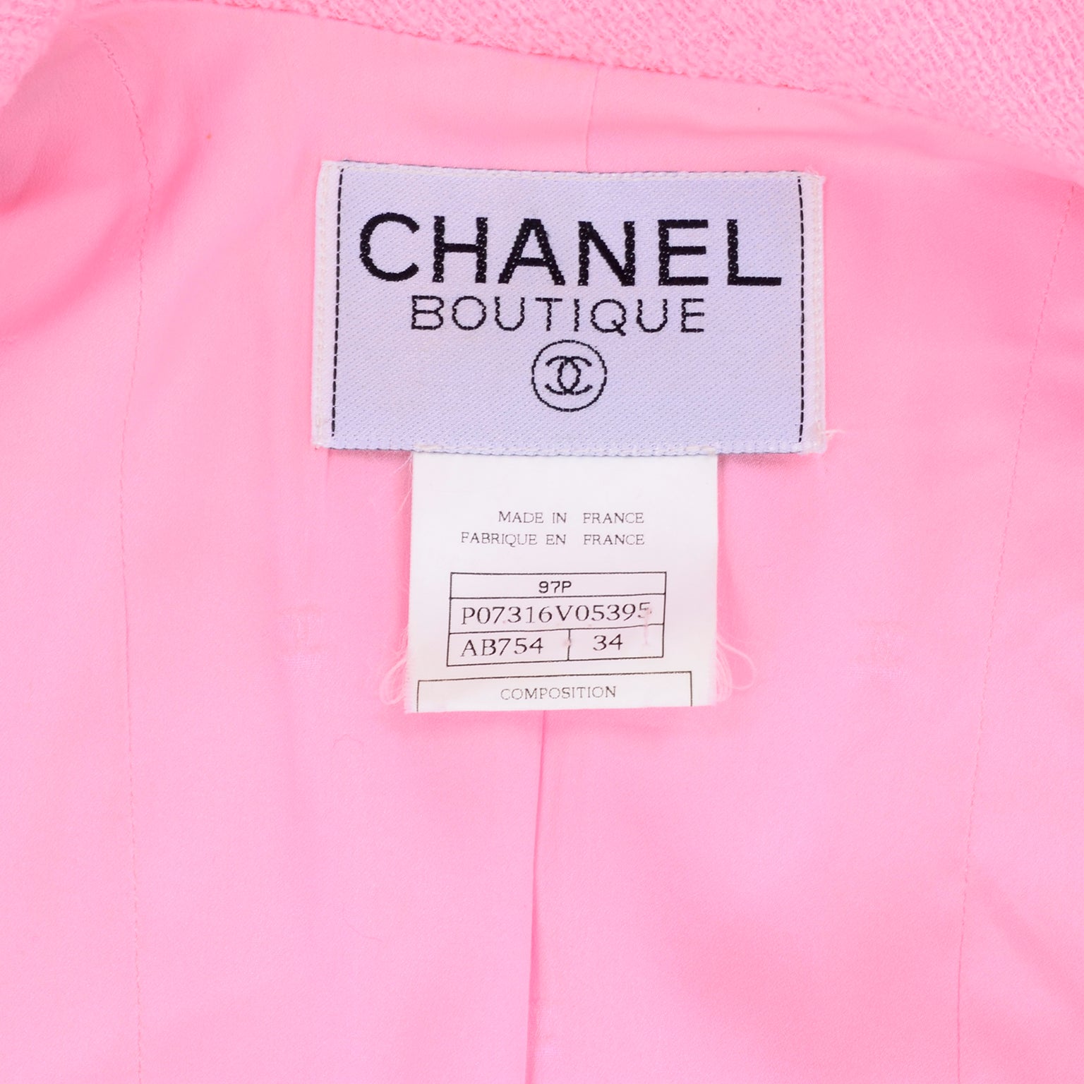 Spring Summer 1997 Chanel Pink Boucle Vintage Blazer Jacket