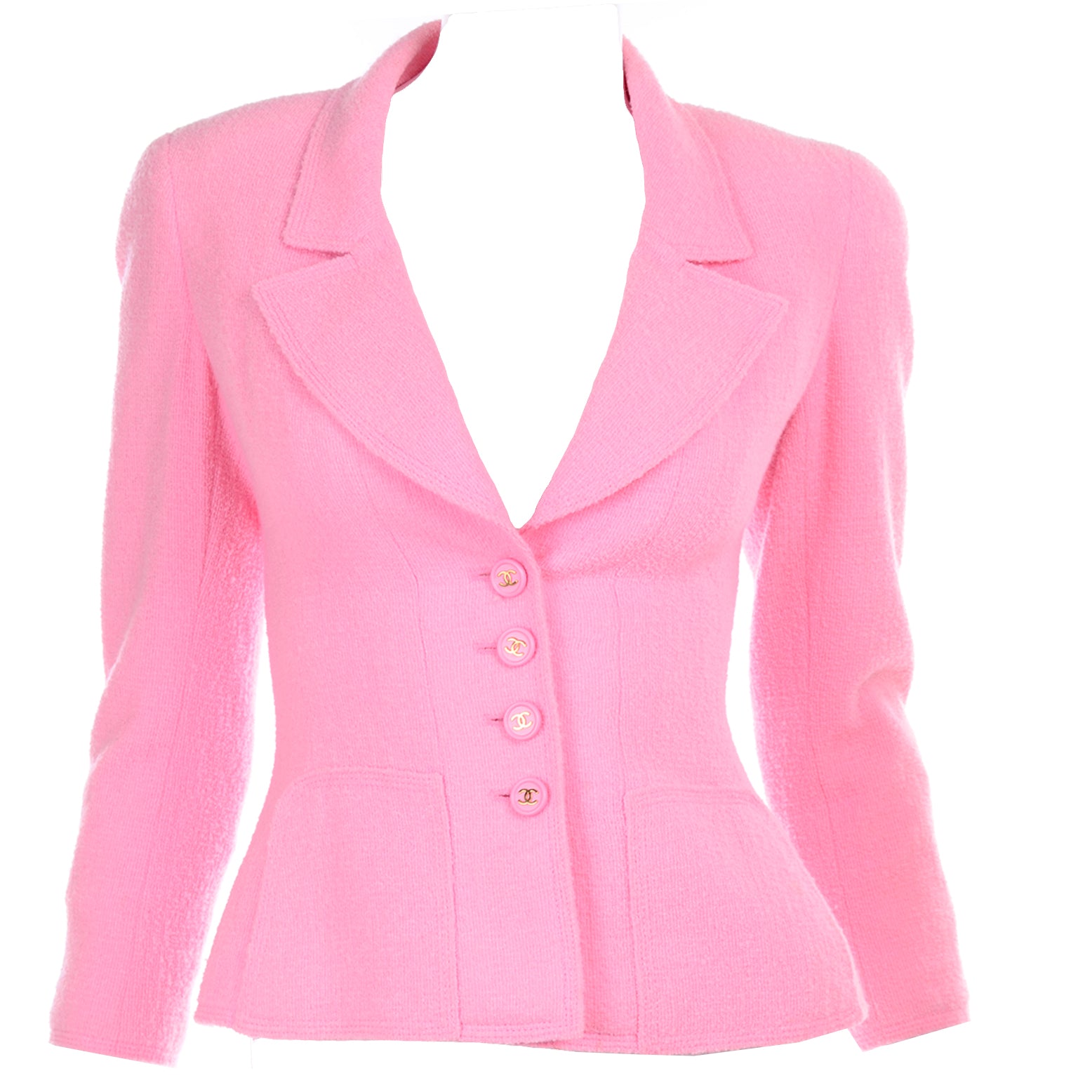 CHANEL Pristine 97A 1997 Vintage Pink BOUCLE Tweed Jacket Karl Lagerfeld 34  US2