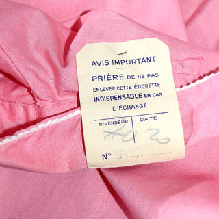1970s Pink Cotton Vintage Pajama Set Deadstock from France M/L