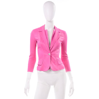 Aphero bright Pink Lambskin Leather Jacket