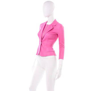 Aphero Hot Pink Lambskin Leather Jacket Pockets