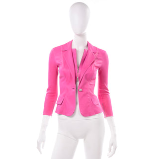 Aphero Hot Pink Lambskin Leather Jacket Blazer