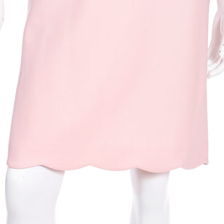 2000s Pink Ralph Lauren Empire Waist Sleeveless Dress with scalloped hem