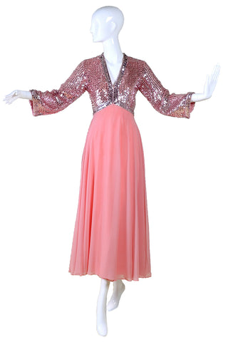 Sequin pink vintage dress with pink chiffon skirt