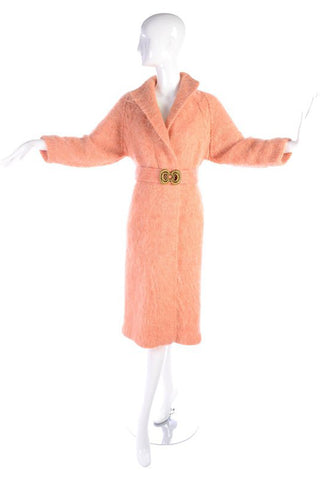 1980's peach mohair coat with high collar
