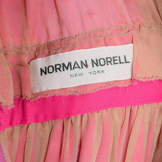 1960's Norman Norell Pink Silk Vintage Dress w/ Silver Sequins & Sheer Sleeves