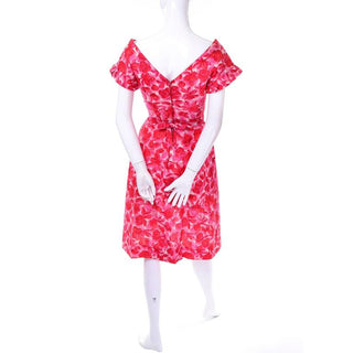 1960s Pinafore Style Silk Dress in Pink and Red Floral Silk