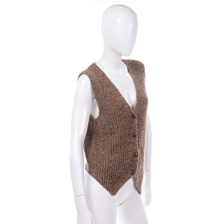 Anne Klein Brown Knit Mohair Vintage Sweater Vest