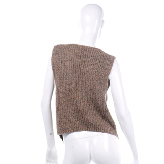 Pointed Hem Vintage Brown Sweater Vest Size Medium Large