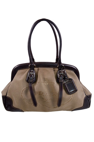 Vintage Prada Milano Dal 1913 Vintage Top Handle Handbag Canvas & Leather