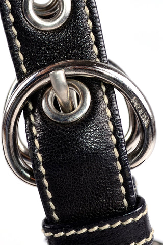 1990s Prada Black Lambskin Leather Hobo Shoulder Bag