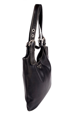 Black Lambskin Prada Black Shoulder Hobo Bag