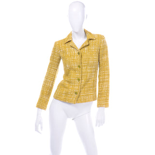 Prada Mustard Yellow Tweed Jacket Blazer