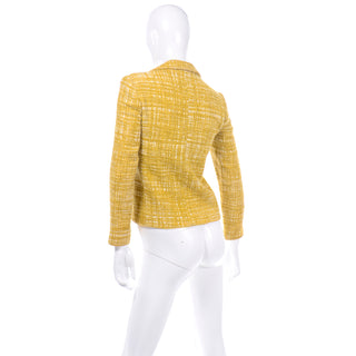 Prada Mustard Yellow Tweed Jacket Milano Italy