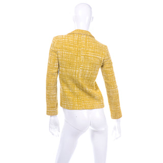 Prada Milano Mustard Yellow and White Tweed Jacket