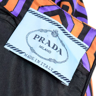 Prada Silk Blend Purple & Orange Hexagon Print Dress Italy
