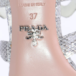 Prada Snakeskin Ankle Strap Shoes With Zip Heels 37 Italy