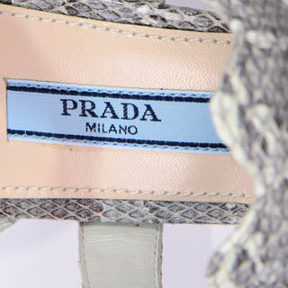 Prada Snakeskin Ankle Strap Shoes With Zip Heels 37 Made in Italy