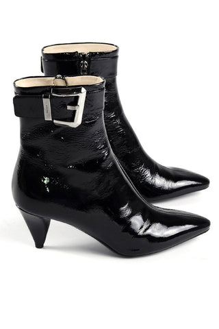 Heeled Prada Patent Leather Booties w/ Pointed Heel 8.5