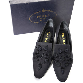 Prada Vintage Shoes Calzature Donna in Tessuto Roses Size 37.5 US 7 - Dressing Vintage